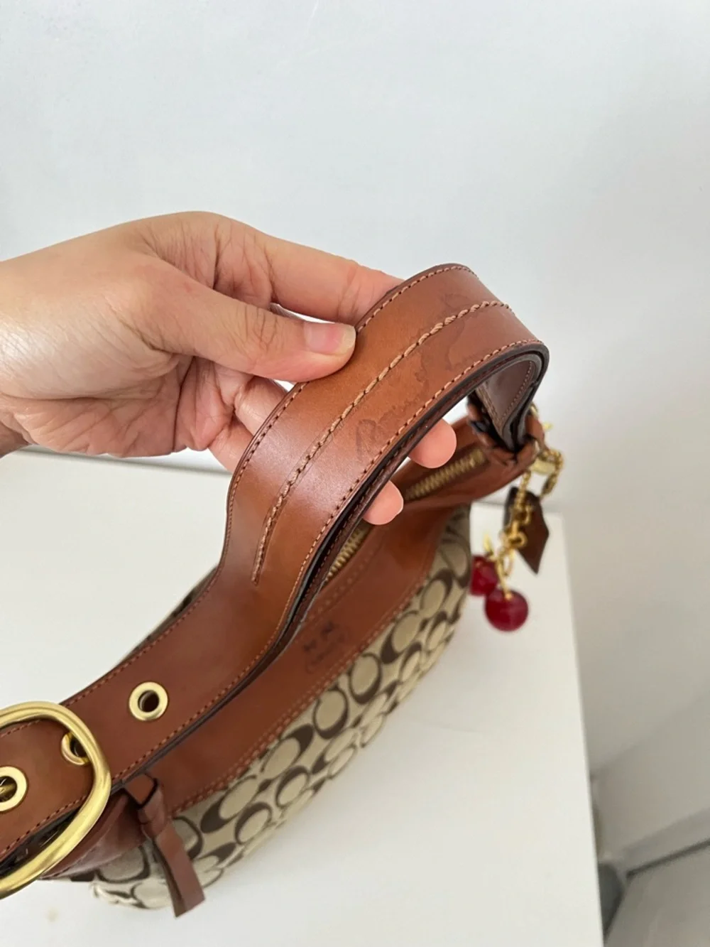 COACH Signature Canvas Shoulder Bag in Brown - Picture 10 of 15